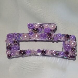 Elegant Purple Beaded Hair Clip